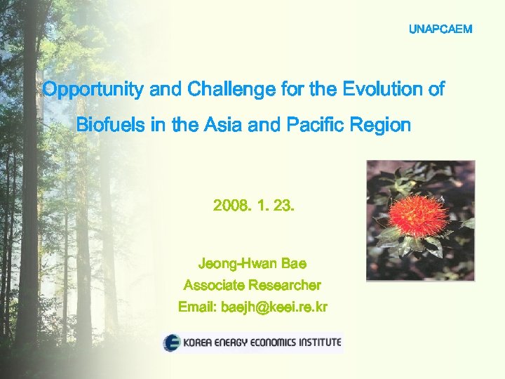 UNAPCAEM Opportunity and Challenge for the Evolution of Biofuels in the Asia and Pacific