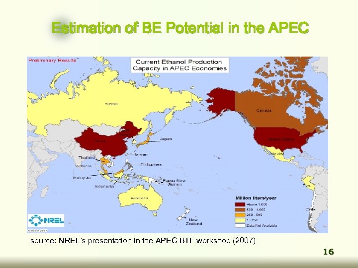 Estimation of BE Potential in the APEC source: NREL’s presentation in the APEC BTF