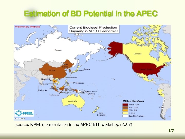 Estimation of BD Potential in the APEC source: NREL’s presentation in the APEC BTF
