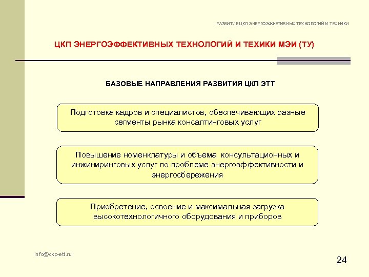 РАЗВИТИЕ ЦКП ЭНЕРГОЭФФЕТИВНЫХ ТЕХНОЛОГИЙ И ТЕХНИКИ ЦКП ЭНЕРГОЭФФЕКТИВНЫХ ТЕХНОЛОГИЙ И ТЕХИКИ МЭИ (ТУ) БАЗОВЫЕ