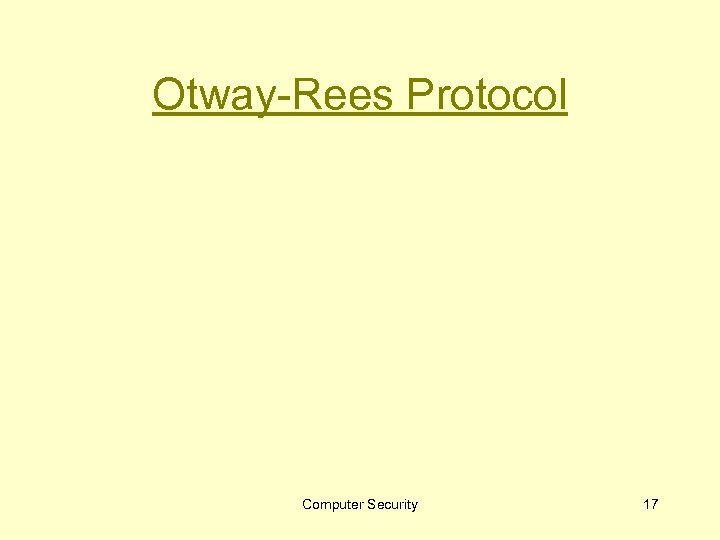 Otway-Rees Protocol Computer Security 17 