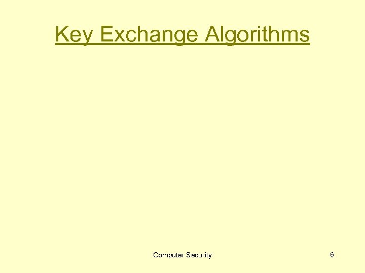 Key Exchange Algorithms Computer Security 6 