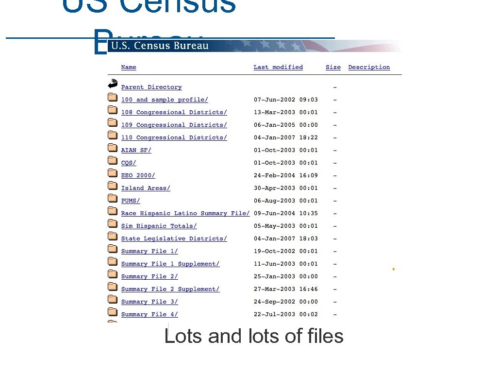 US Census Bureau Lots and lots of files 