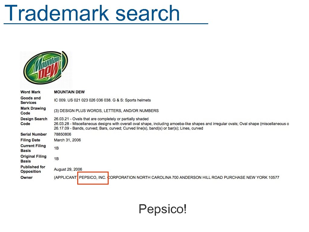Trademark search Pepsico! 