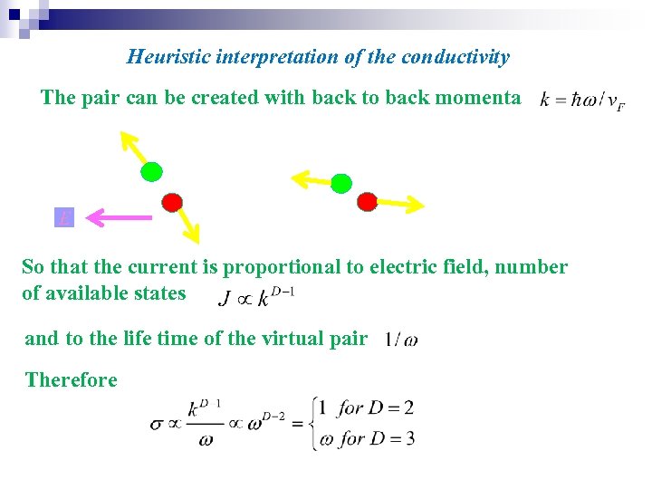 Heuristic interpretation of the conductivity The pair can be created with back to back