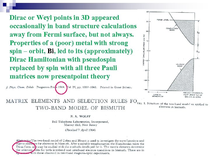 Dirac or Weyl points in 3 D appeared occasionally in band structure calculations away