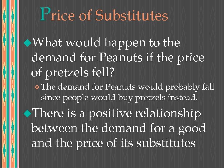 Price of Substitutes u. What would happen to the demand for Peanuts if the