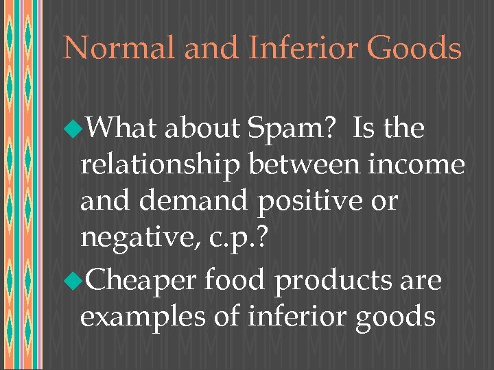 Normal and Inferior Goods u. What about Spam? Is the relationship between income and