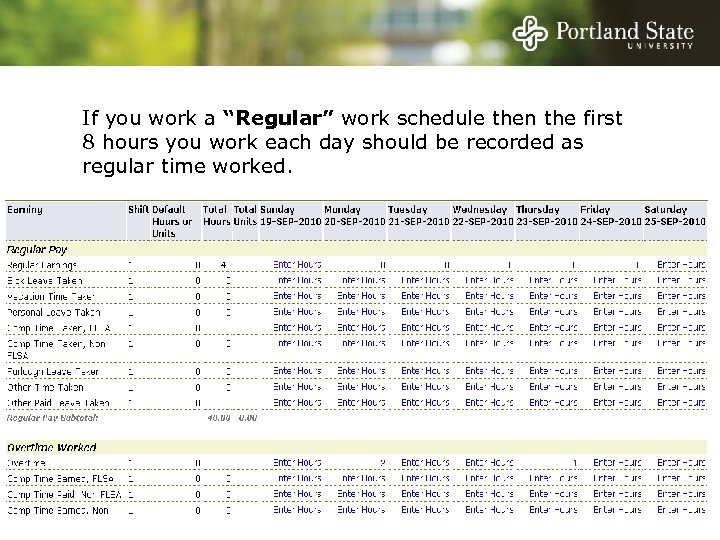 If you work a “Regular” work schedule then the first 8 hours you work