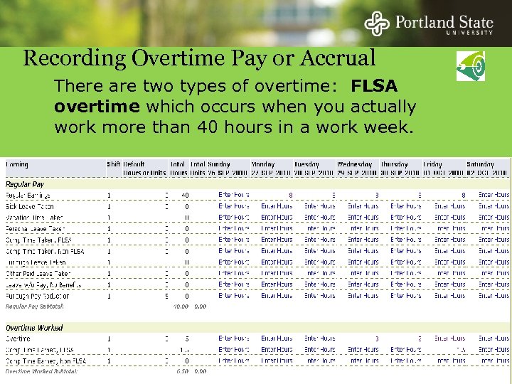 Recording Overtime Pay or Accrual There are two types of overtime: FLSA overtime which