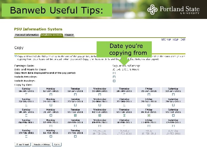 Banweb Useful Tips: Date you’re copying from 