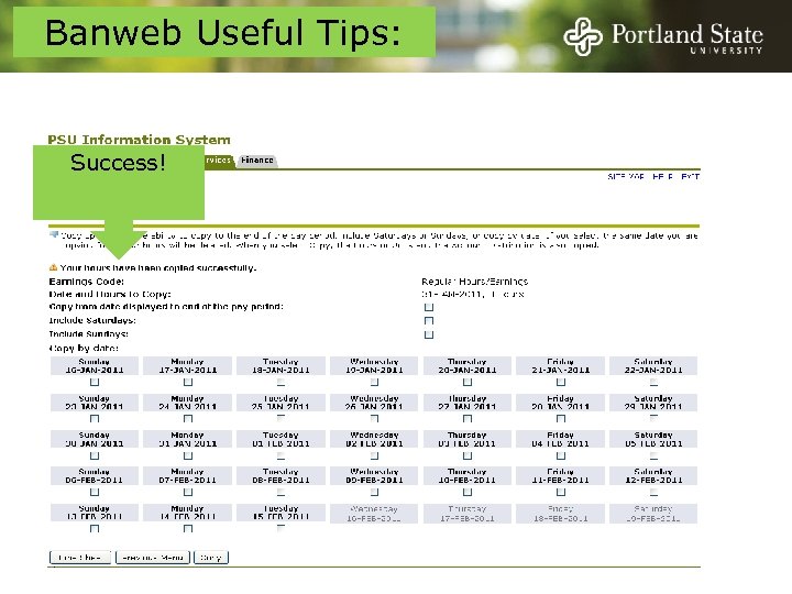 Banweb Useful Tips: Success! 
