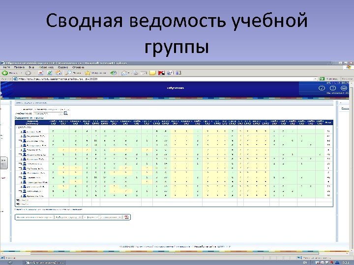 Сводная ведомость учебной группы 