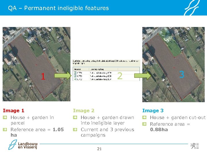 QA – Permanent ineligible features 2 1 Image 1 House + garden in parcel