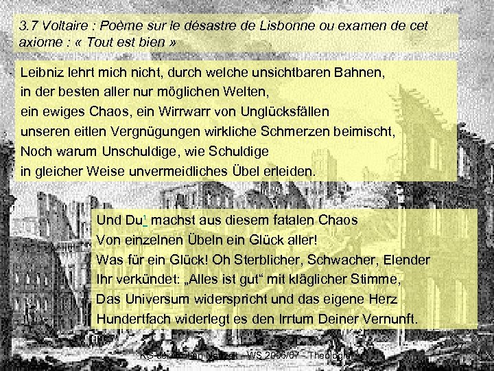 3. 7 Voltaire : Poème sur le désastre de Lisbonne ou examen de cet