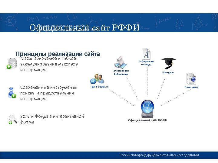 Официальный сайт РФФИ высокие технологии на службе отечественной фундаментальной науки Принципы реализации сайта Масштабируемое