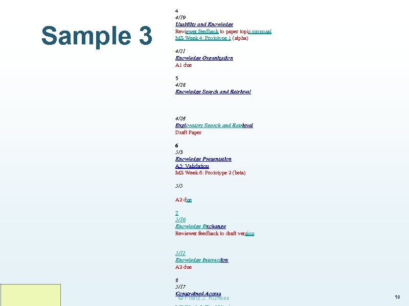 Sample 3 4 4/19 Usability and Knowledge Reviewer feedback to paper topic proposal MS