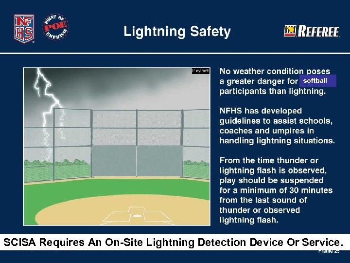 Fields Properly Marked: Batter’s boxes, coach’s boxes, 16 ft. circle, - 3 ft. runner’s