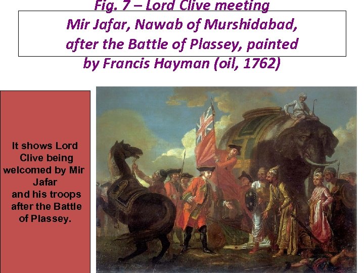 Fig. 7 – Lord Clive meeting Mir Jafar, Nawab of Murshidabad, after the Battle