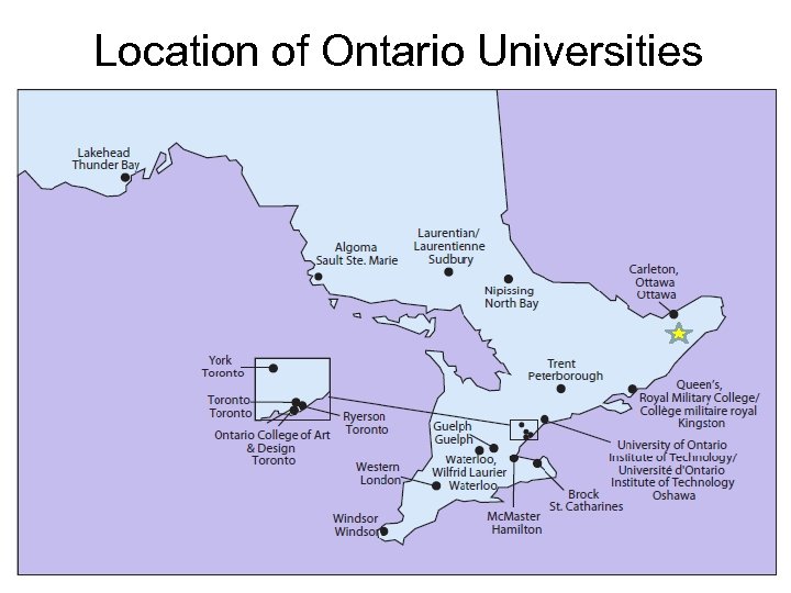 Location of Ontario Universities 
