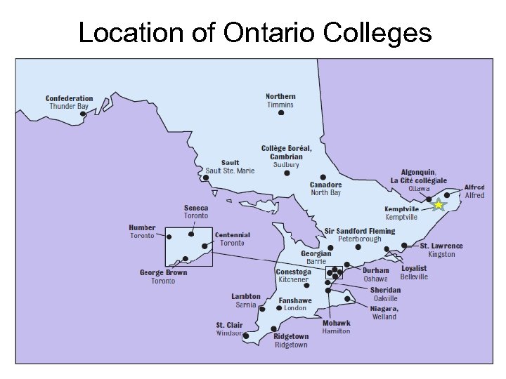 Location of Ontario Colleges 