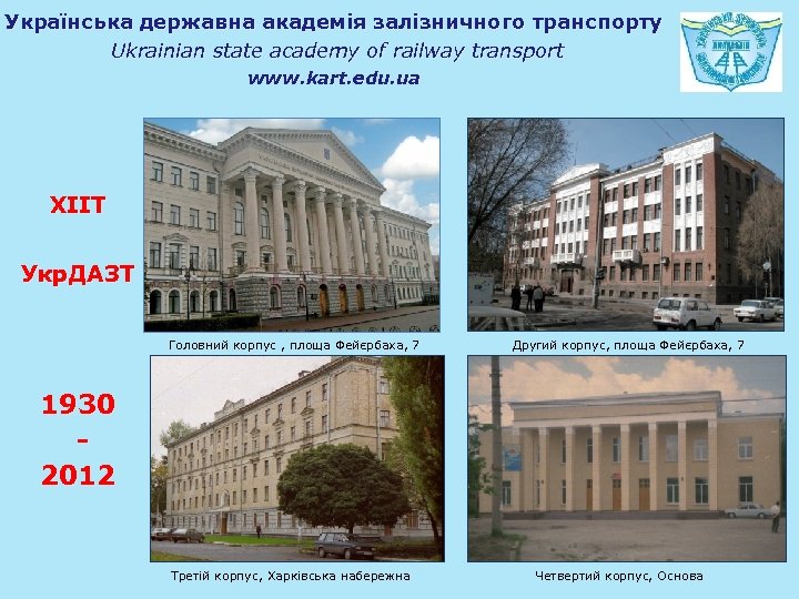 Українська державна академія залізничного транспорту Ukrainian state academy of railway transport www. kart. edu.