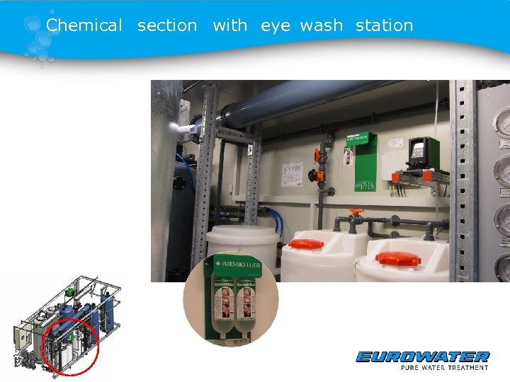 Chemical section with eye wash station 