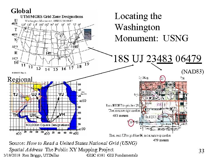 Global Locating the Washington Monument: USNG 14 S 18 S UJ 23483 06479 (NAD