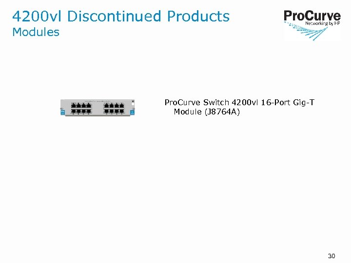 4200 vl Discontinued Products Modules Pro. Curve Switch 4200 vl 16 -Port Gig-T Module
