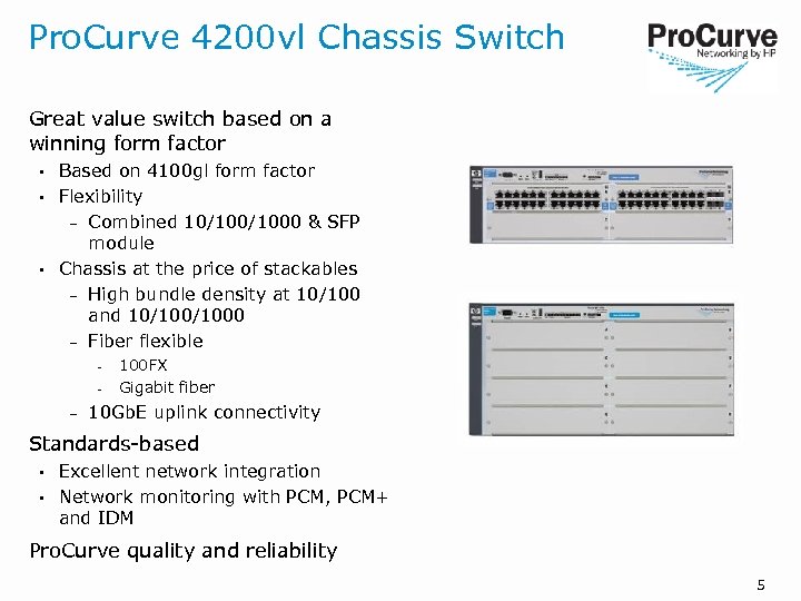 Pro. Curve 4200 vl Chassis Switch Great value switch based on a winning form
