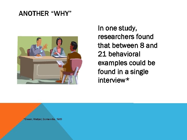 ANOTHER “WHY” In one study, researchers found that between 8 and 21 behavioral examples