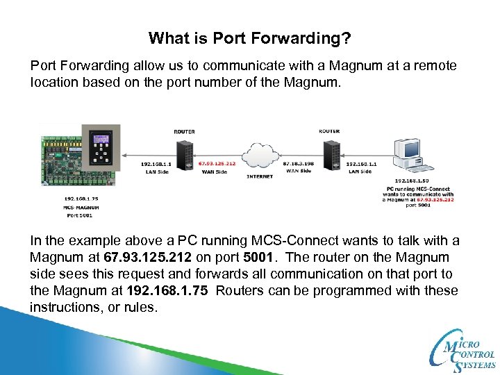 What is Port Forwarding? Port Forwarding allow us to communicate with a Magnum at
