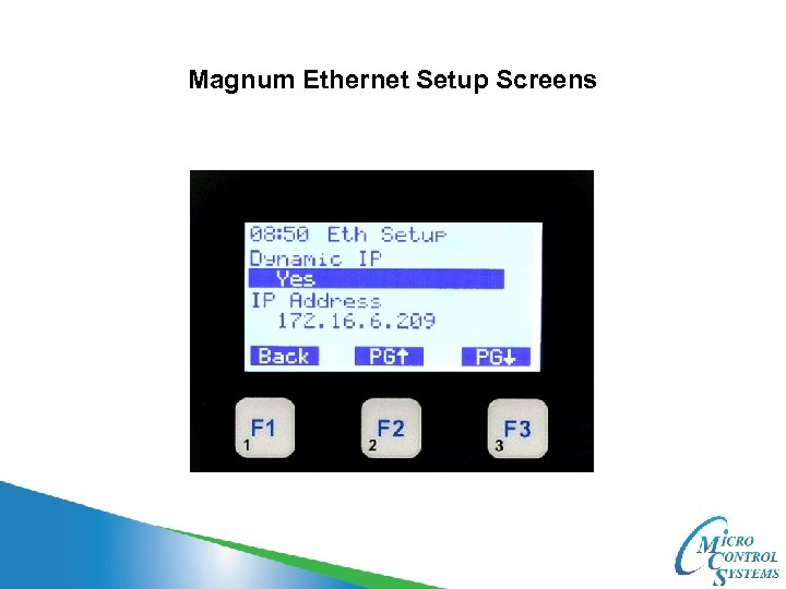 Magnum Ethernet Setup Screens 