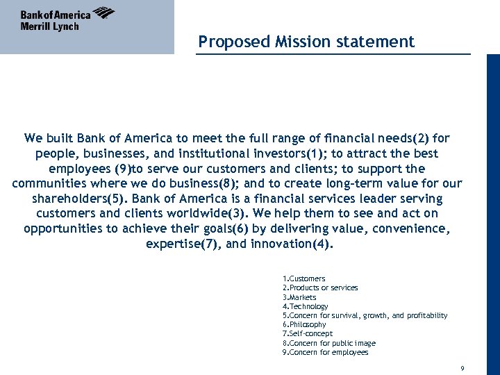 04 April 2011 Proposed Mission statement We built Bank of America to meet the