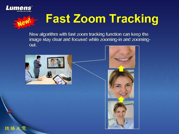 Fast Zoom Tracking New algorithm with fast zoom tracking function can keep the image