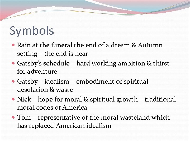 Symbols Rain at the funeral the end of a dream & Autumn setting –