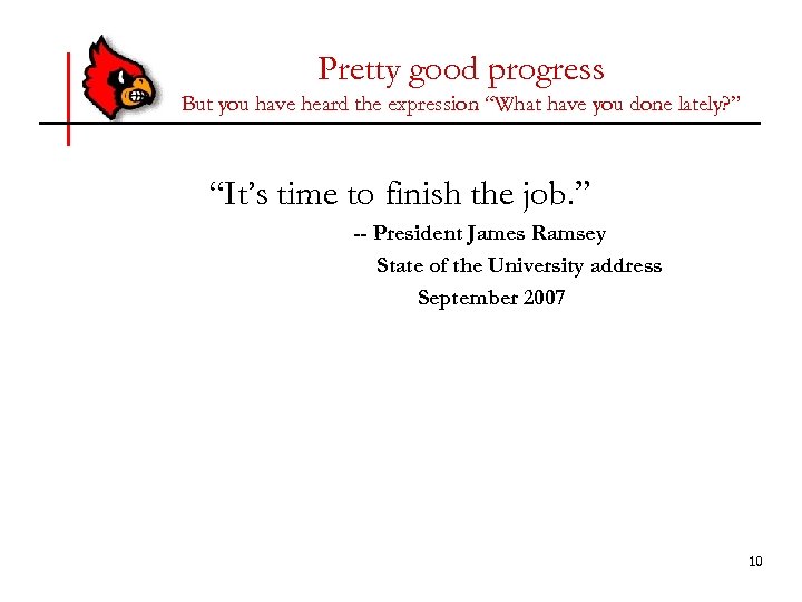 Pretty good progress But you have heard the expression “What have you done lately?