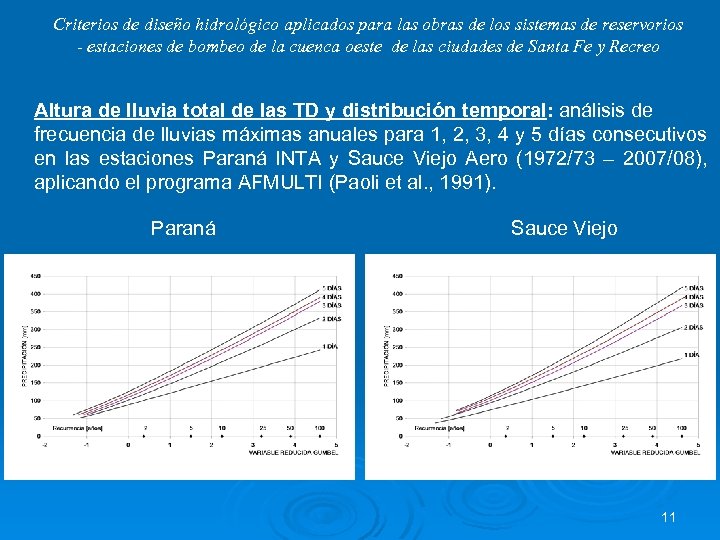 Criterios de diseño hidrológico aplicados para las obras de los sistemas de reservorios -