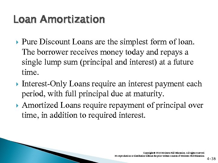 Loan Amortization Pure Discount Loans are the simplest form of loan. The borrower receives