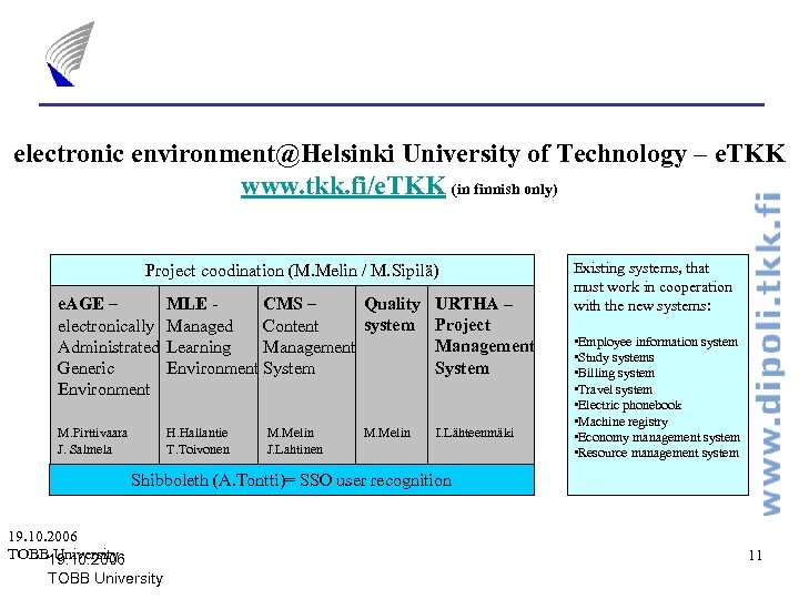  electronic environment@Helsinki University of Technology – e. TKK www. tkk. fi/e. TKK (in