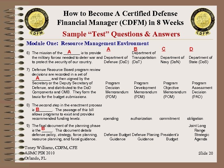 How to Become A Certified Defense Financial Manager (CDFM) in 8 Weeks Sample “Test”