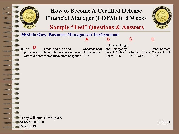 How to Become A Certified Defense Financial Manager (CDFM) in 8 Weeks Sample “Test”