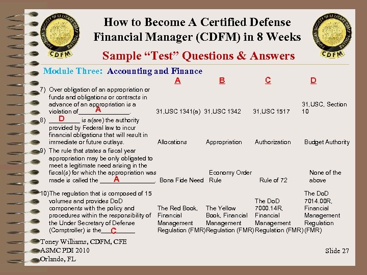 How to Become A Certified Defense Financial Manager (CDFM) in 8 Weeks Sample “Test”