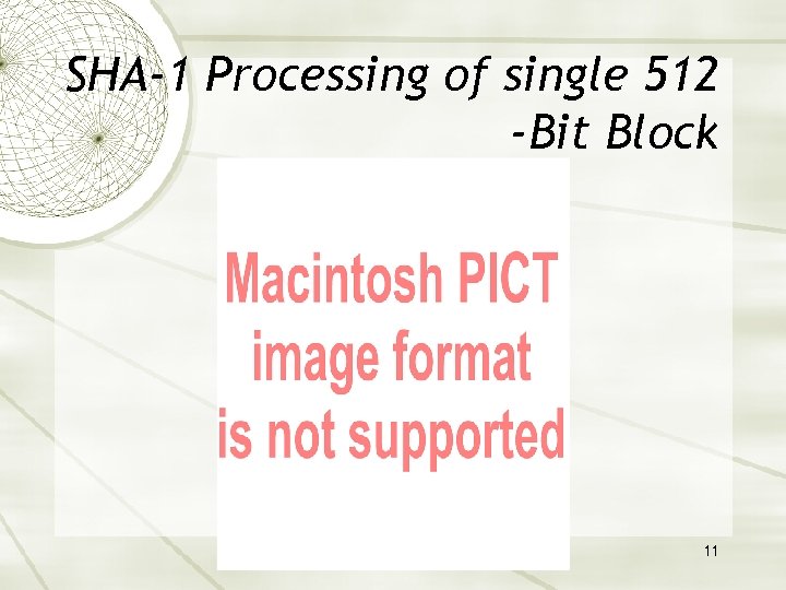 SHA-1 Processing of single 512 -Bit Block 11 