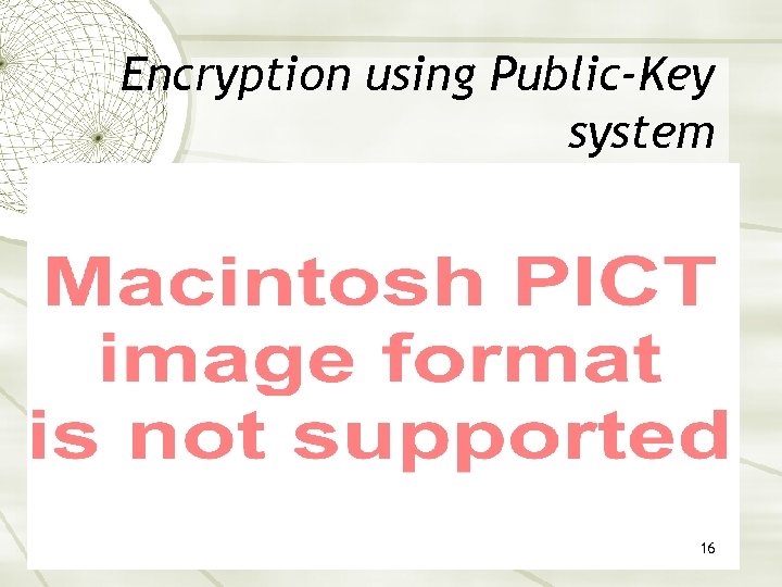 Encryption using Public-Key system 16 