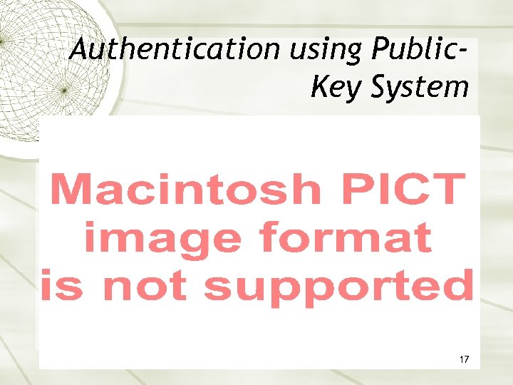 Authentication using Public. Key System 17 