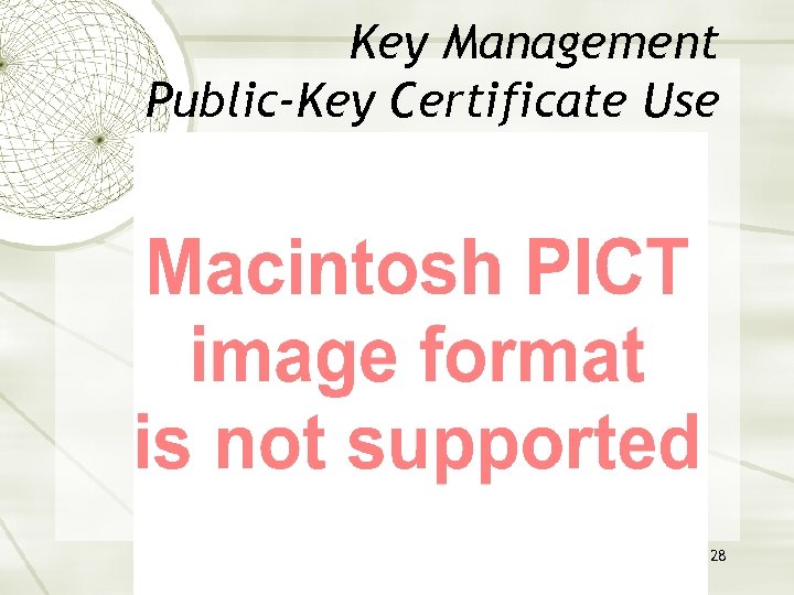 Key Management Public-Key Certificate Use 28 