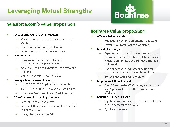 Leveraging Mutual Strengths Salesforce. com’s value proposition § Focus on Adoption & Business Success