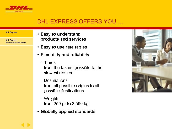 DHL EXPRESS OFFERS YOU … DHL Express Products and Services • Easy to understand