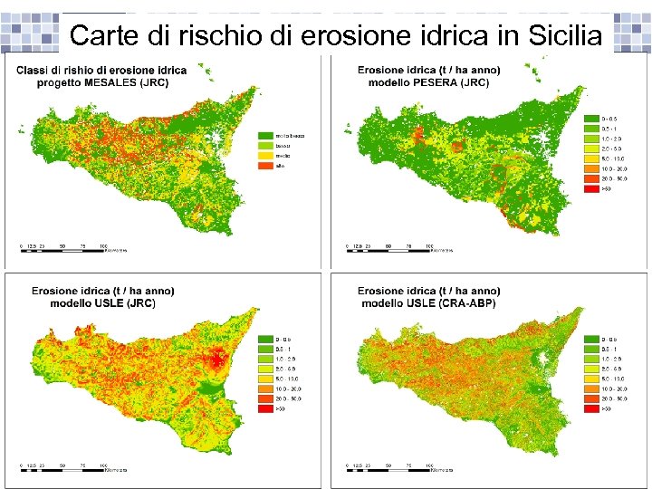 Carte di rischio di erosione idrica in Sicilia 